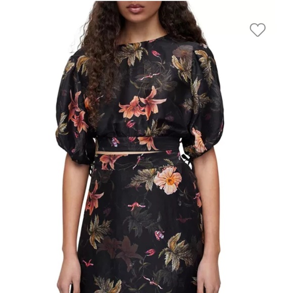 All Saints Tops - All Saints | Asta Viviana Silk Linen Black floral Top